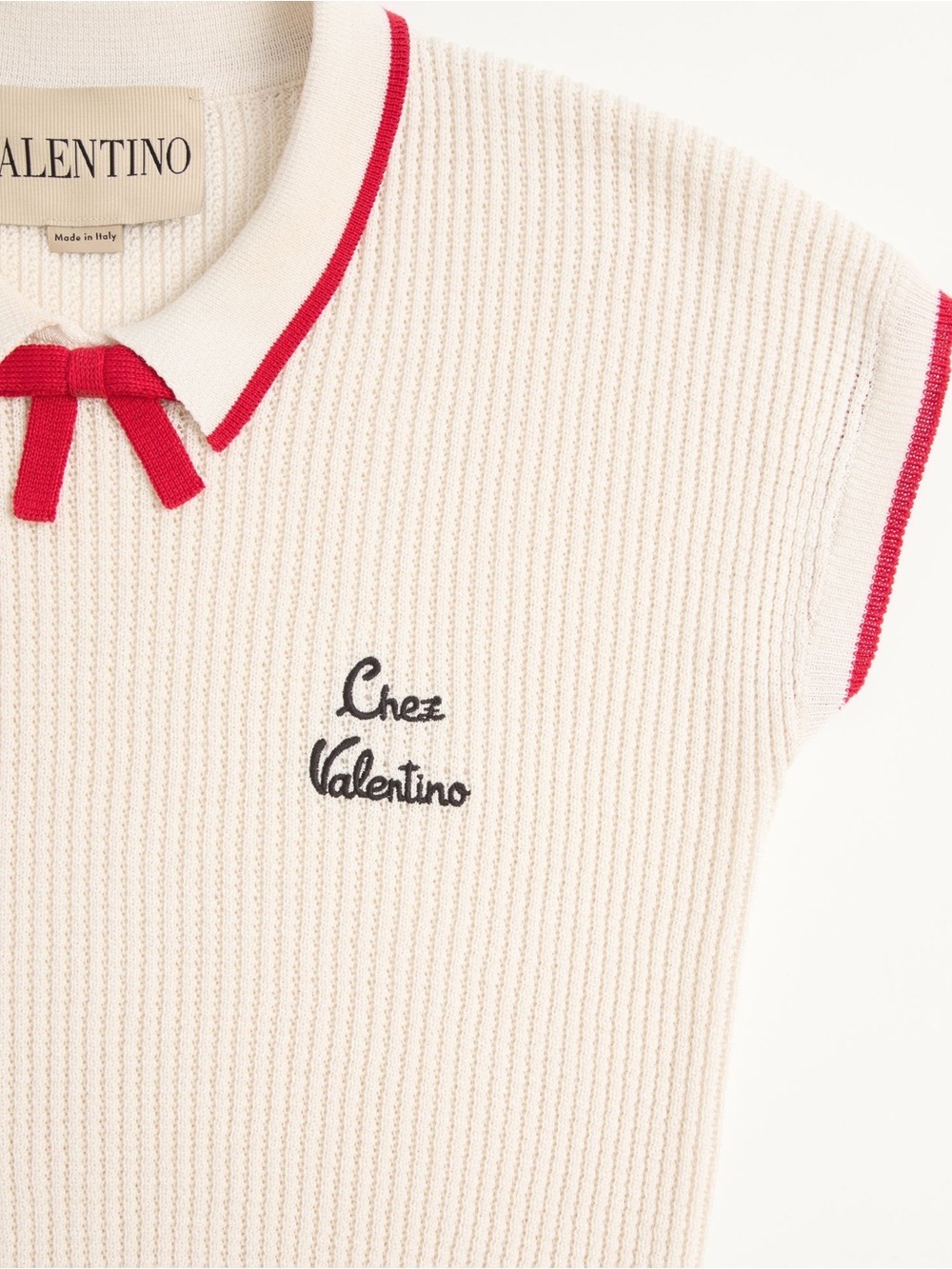 Valentino Garavani Chez Valentino Cotton Bow Knit Top XS NWT Italy - Picture 8 of 13